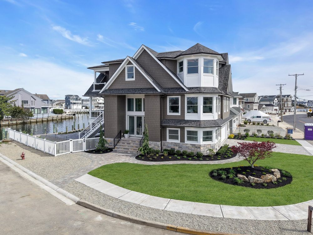 Aerial view of a Bloomin Properties waterfront estate, Lavallette NJ